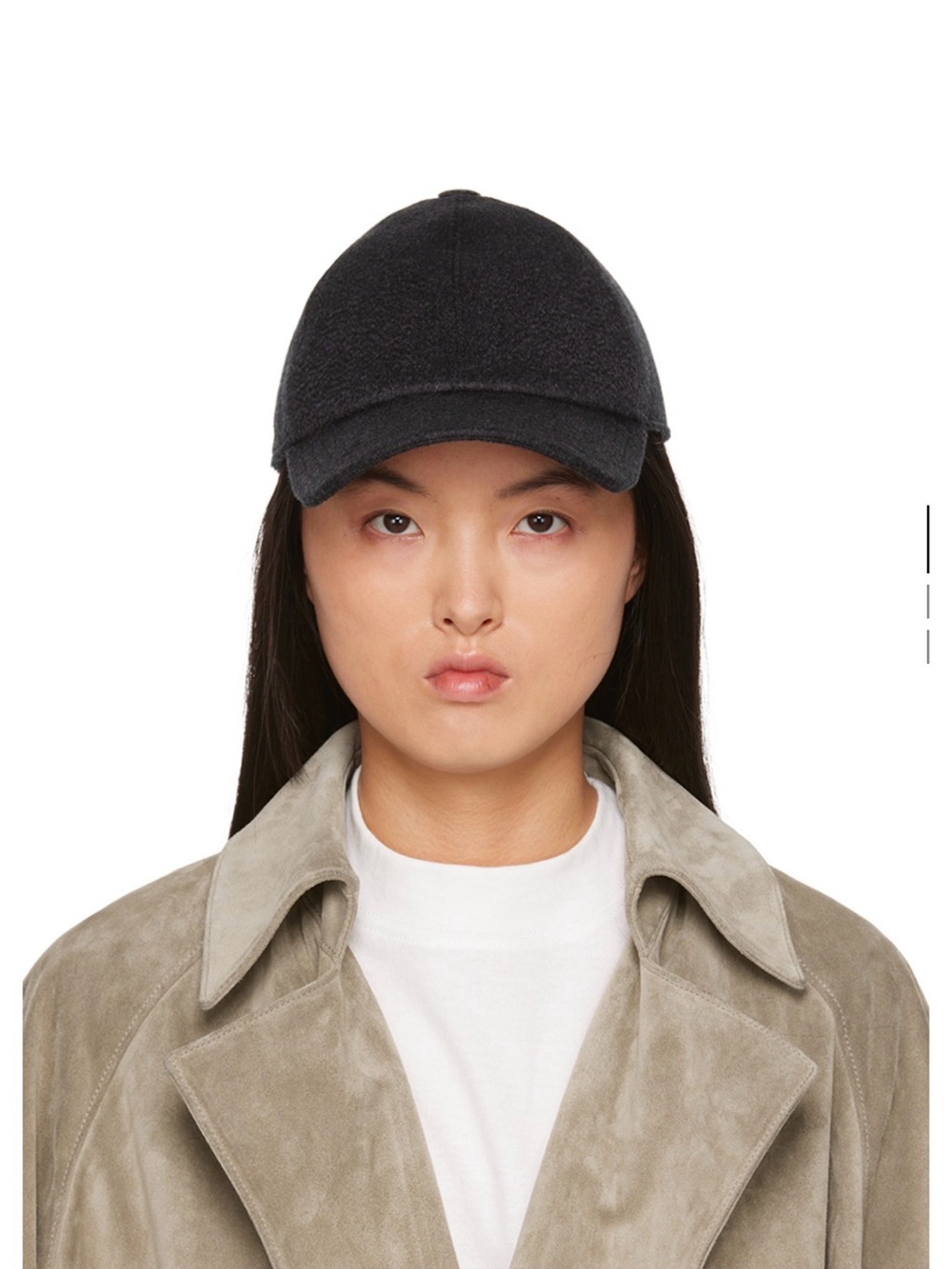 The Row gray Caspian cashmere cap baseball hat in dark gray
